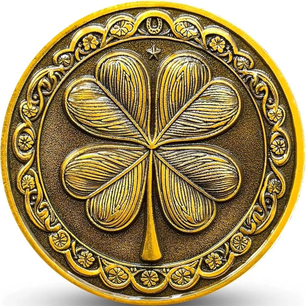 Good Luck Eagle Lucky Coin with Four-Leaf Clover